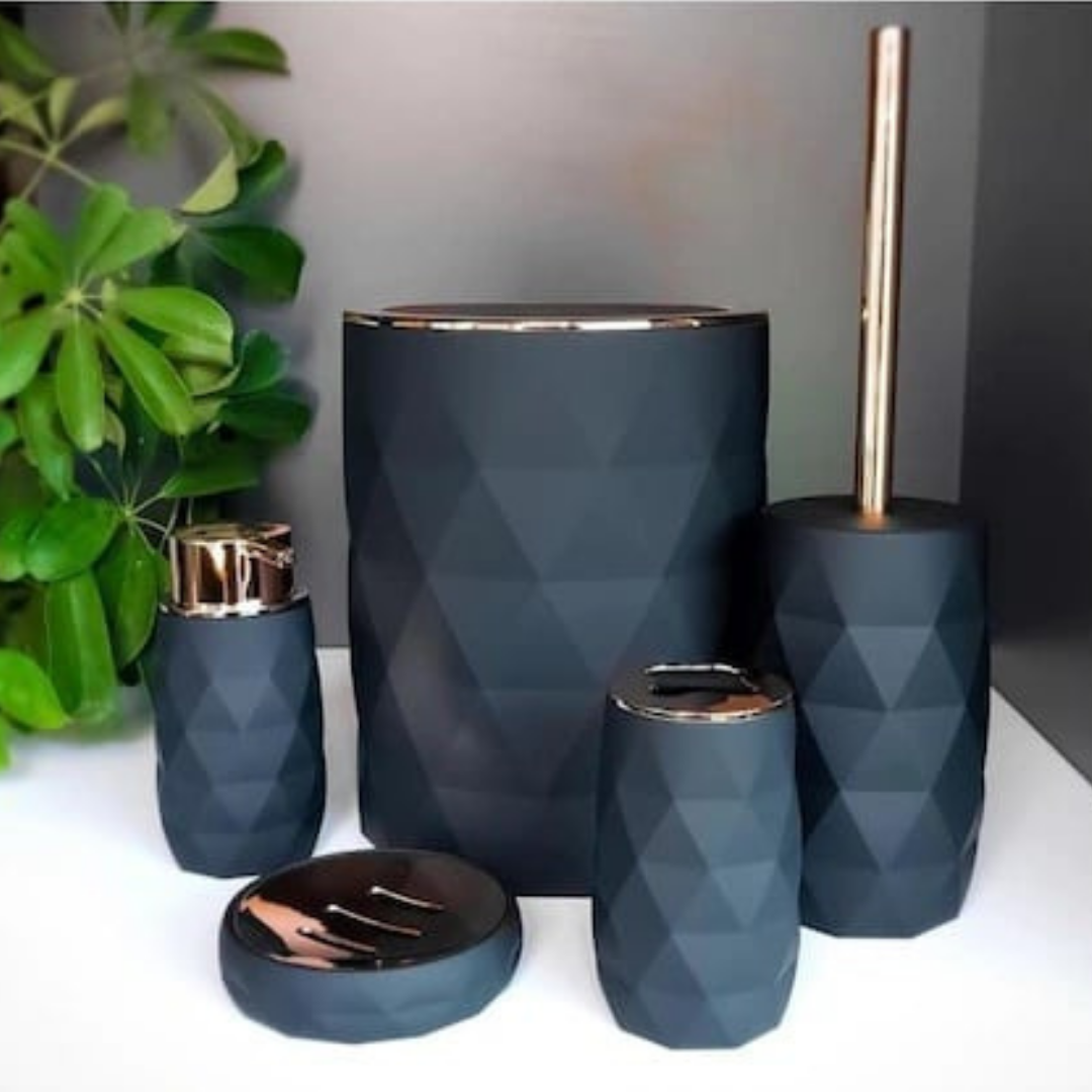 Arow Akrilik 5  Parça Banyo Seti Siyah