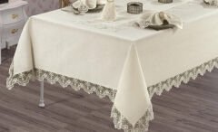 Fransız Dantelli Yıldız Dantel Yemek Takımı  Krem- 26 Parça