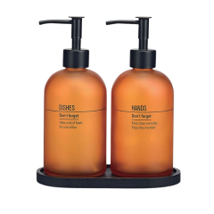 AmberGlass Duo – Cam 2’li Altlıklı Sıvı Sabunluk Seti