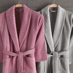 Çapa Home  İlay Gül Kurusu  & Krem Jakarlı Bornoz Seti