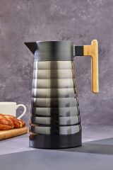 Cooker Paslanmaz  Ahşap Kulplu Çelik Termos Siyah