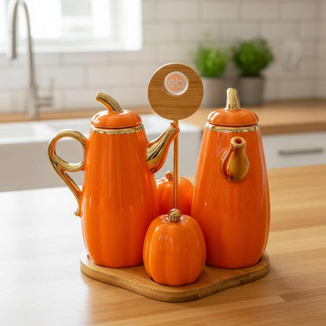 Porselen Kabak Modeli Yağdanlık & Tuzluk Seti