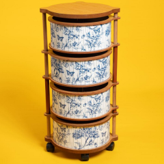 Blue Life 4 Bölmeli Ahşap Tekerlekli Çok Amaçlı Sebzelik