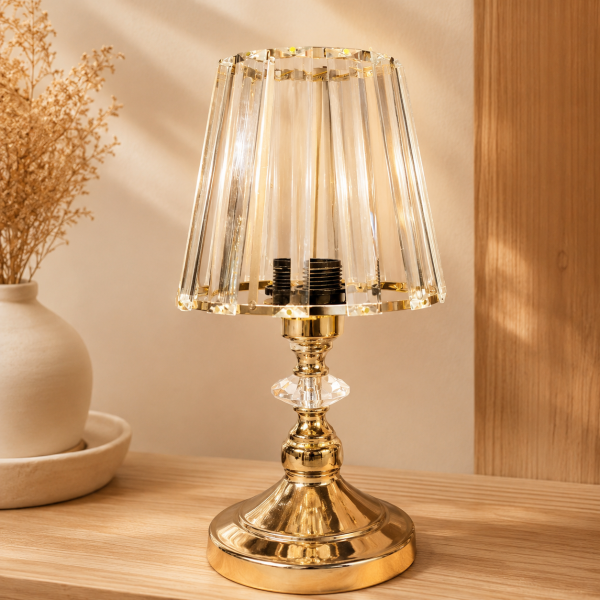 Gold Kristal Abajur Masa Lambası