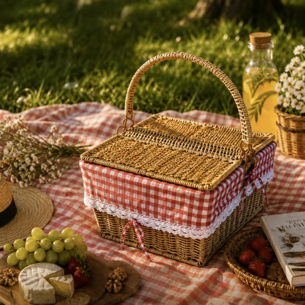 Rattan Piknik Sepeti - Kare