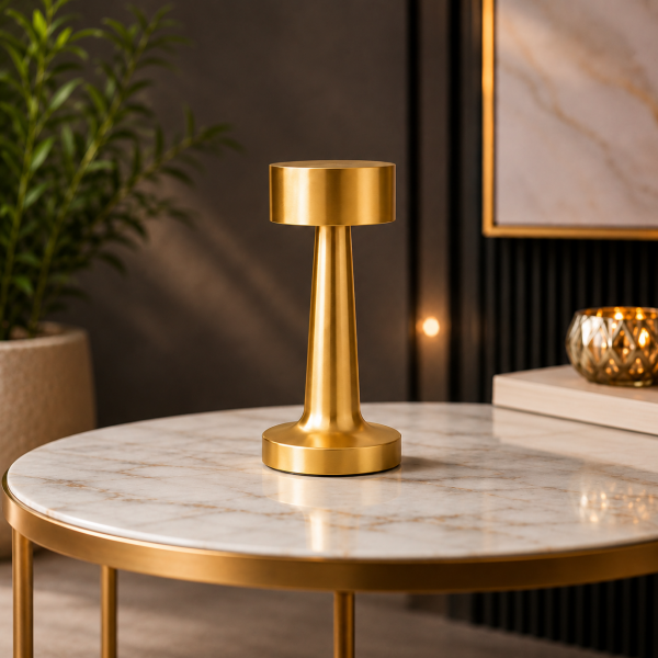 Gold LED Masa Lambası Şarjlı Dekoratif Dokunmatik Lamba