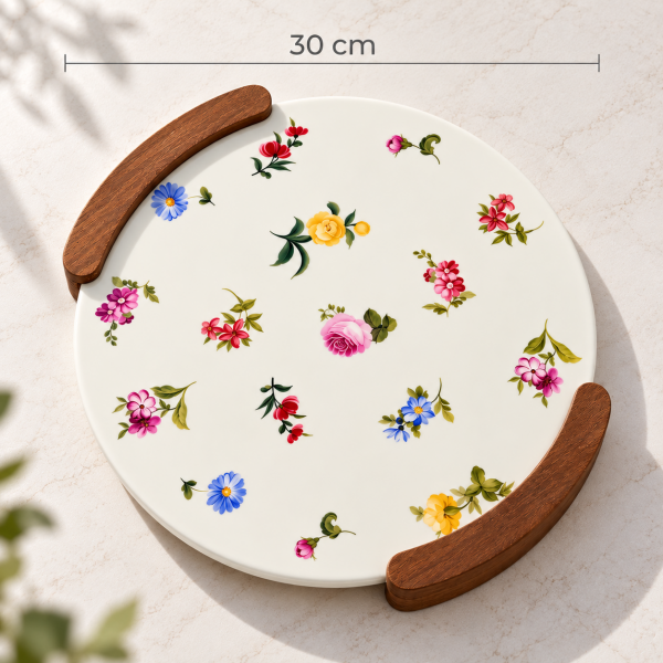 Acar Petit Fleur Sedefli Porselen Sunumluk - Yuvarlak