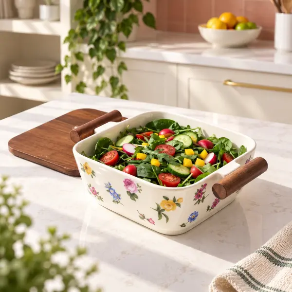Petit Fleur Akasya Kapaklı Porselen Salata Kasesi