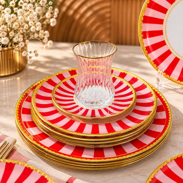 İwon Pink 34 Parça 6 Kişilik Çay Pasta Seti