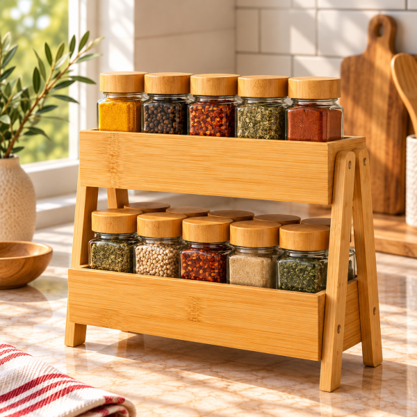 Bambu 2 Katlı Baharat Standı