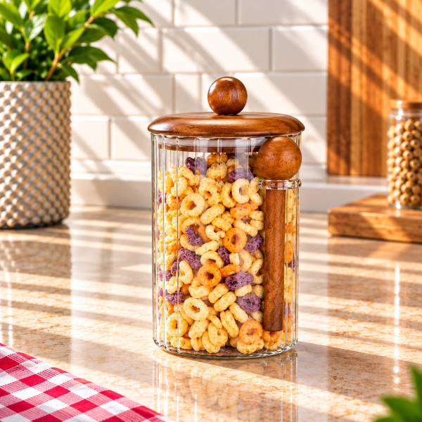 Akasya Kapaklı Kavanoz ve Akasya Kaşığı 1000 Ml