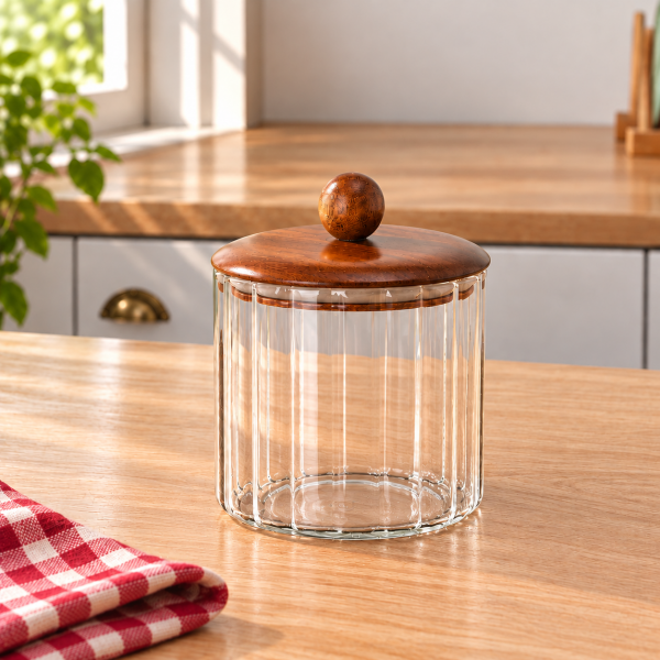 Line Akasya Kapaklı Cam Kavanoz 750 Ml