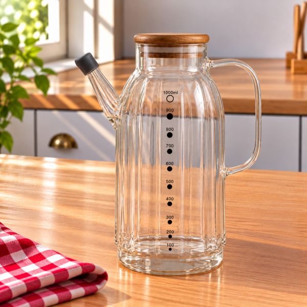 Akasya Kapaklı Cam Yağdanlık 1 Litre