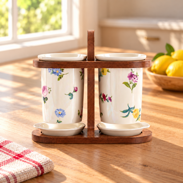 Petit Fleur Akasya Standlı Porselen Kaşıklık