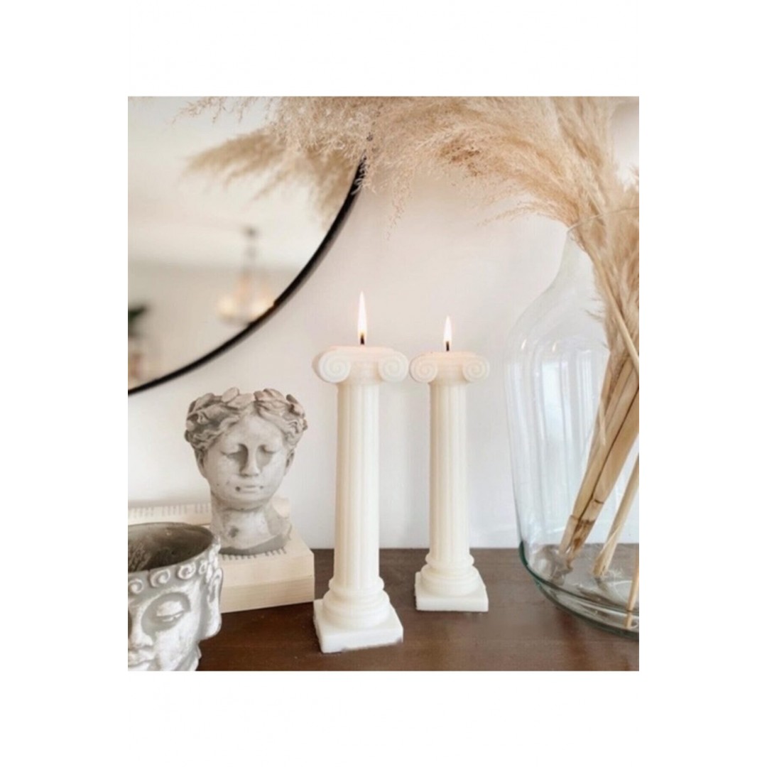 Favori Home 2li Dokaratif Beyaz Renk Kokulu Sutun Mum Roma Sutun Set Favori Home 2li Dokaratif Beyaz Renk Kokulu Sutun Mum Roma Sutun Set