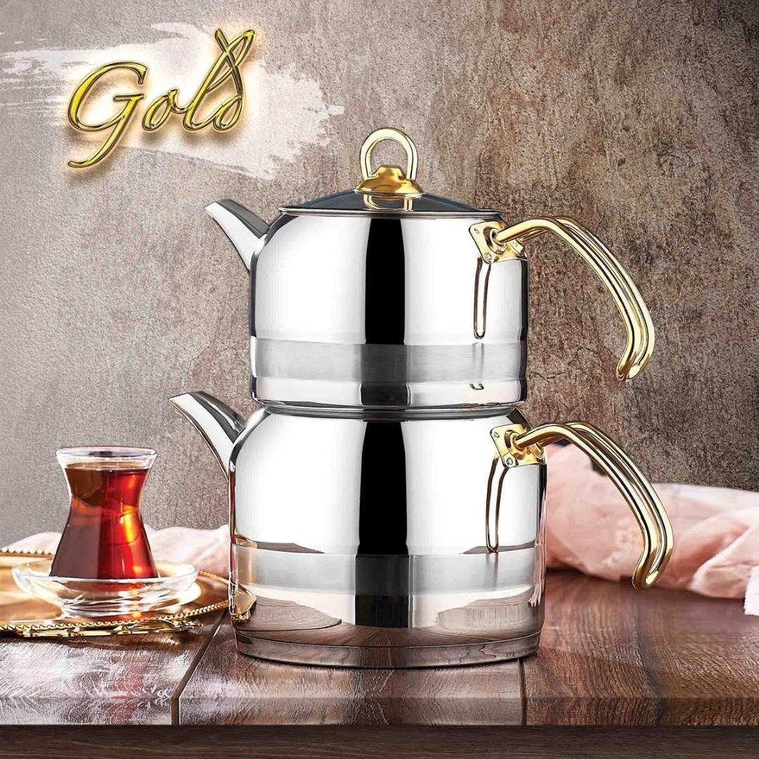 Enza Gold Serisi Midi Boy Çelik Çaydanlık Enza Gold Serisi Midi Boy Çelik Çaydanlık