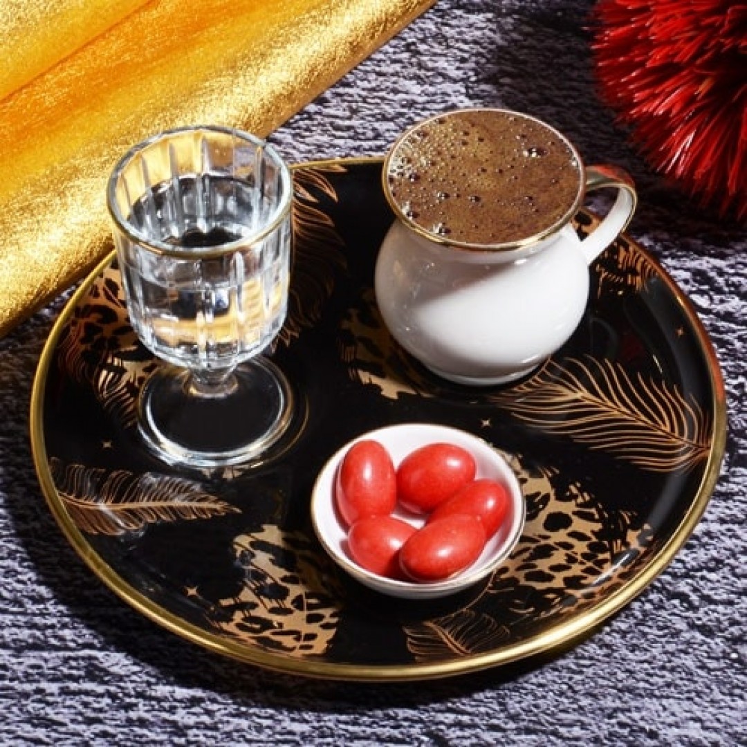 Yuvarlak Keyiflik Kahve Sunum Seti Desenli Yuvarlak Keyiflik Kahve Sunum Seti Desenli