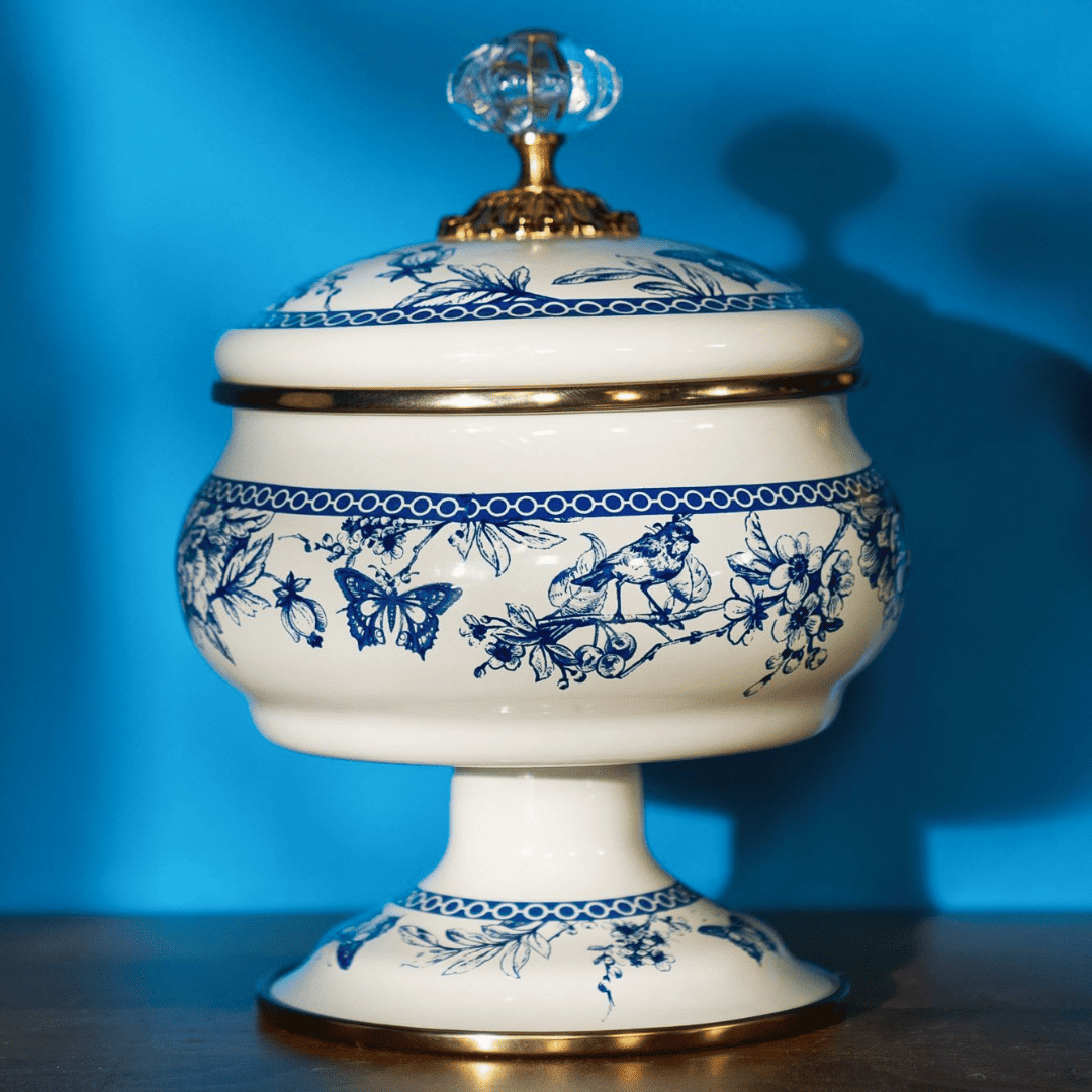 Blue Vintage Emaye  Şekerlik