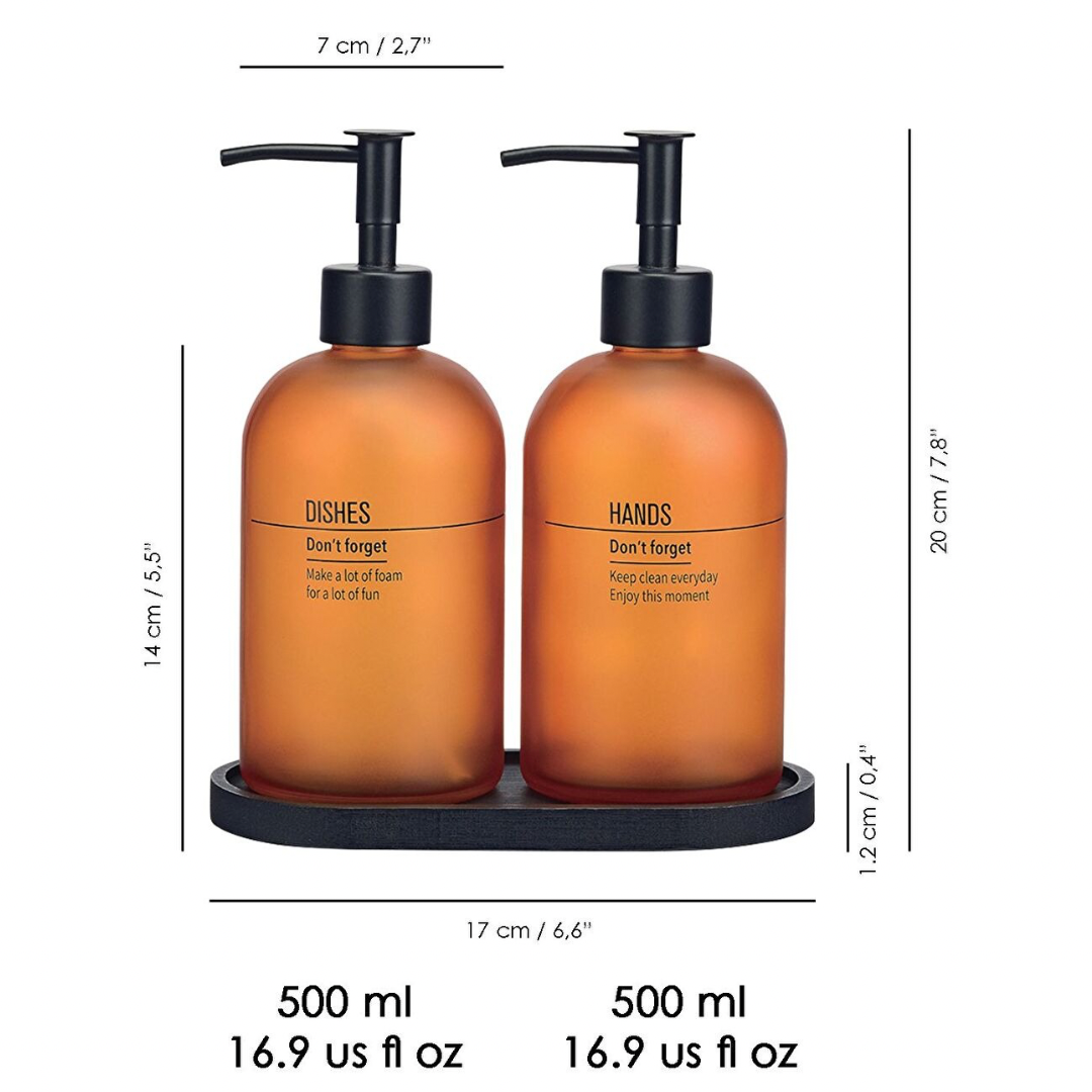 AmberGlass Duo – Cam 2’li Altlıklı Sıvı Sabunluk Seti AmberGlass Duo – Cam 2’li Altlıklı Sıvı Sabunluk Seti